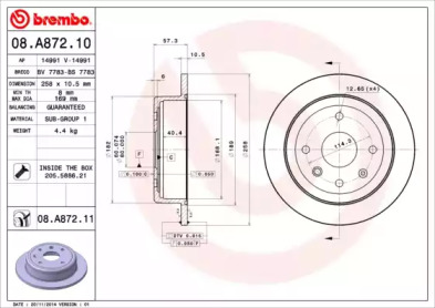 Тормозной диск A.B.S. 08.A872.10