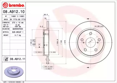 Тормозной диск A.B.S. 08.A912.11