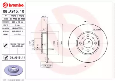 Тормозной диск A.B.S. 08.A915.11