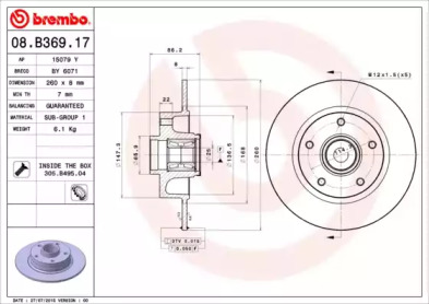 Тормозной диск A.B.S. 08.B369.17