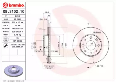 Тормозной диск A.B.S. 09.3102.10