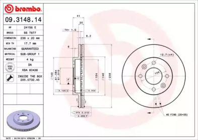 Тормозной диск A.B.S. 09.3148.14