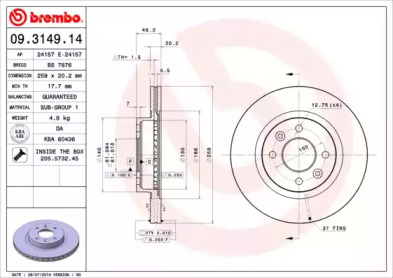 Тормозной диск A.B.S. 09.3149.14