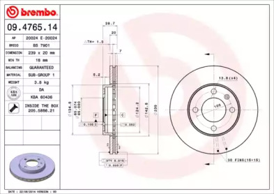 Тормозной диск A.B.S. 09.4765.14