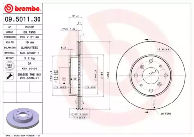 Тормозной диск A.B.S. 09.5011.30