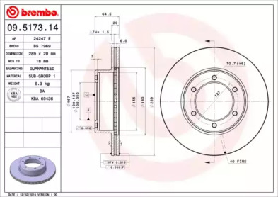 Тормозной диск A.B.S. 09.5173.14