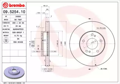 Тормозной диск A.B.S. 09.5254.10