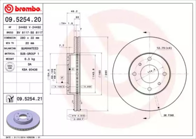 Тормозной диск A.B.S. 09.5254.20