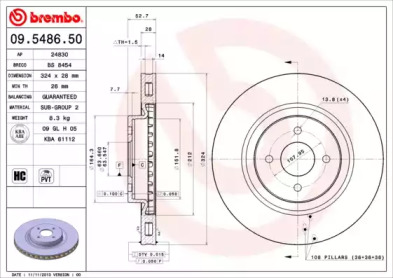 Тормозной диск A.B.S. 09.5486.50