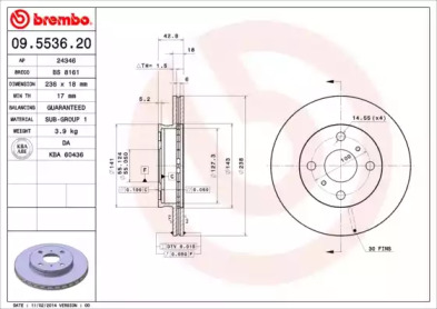 Тормозной диск A.B.S. 09.5536.20