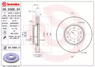 Тормозной диск A.B.S. 09.5568.21