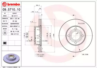 Тормозной диск A.B.S. 09.5710.10