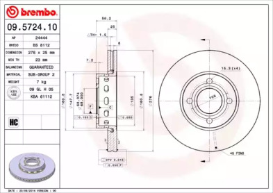 Тормозной диск A.B.S. 09.5724.10