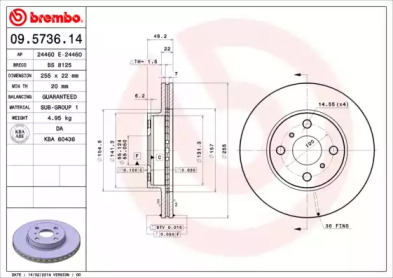 Тормозной диск A.B.S. 09.5736.14