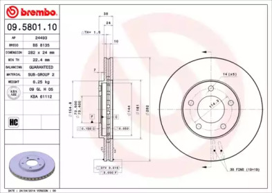 Тормозной диск A.B.S. 09.5801.10