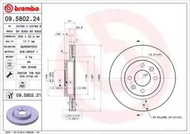 Тормозной диск A.B.S. 09.5802.24