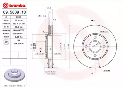 Тормозной диск A.B.S. 09.5809.10