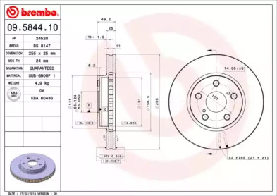 Тормозной диск A.B.S. 09.5844.10