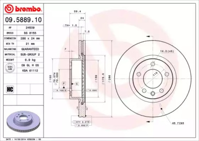 Тормозной диск A.B.S. 09.5889.10