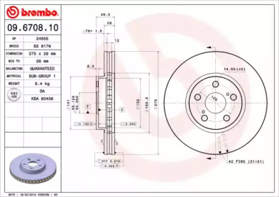 Тормозной диск A.B.S. 09.6708.10