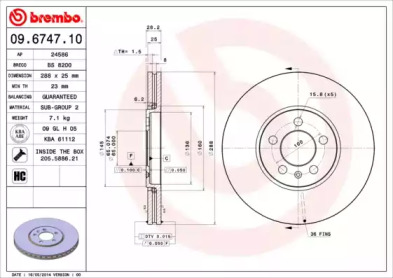 Тормозной диск A.B.S. 09.6747.10