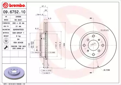 Тормозной диск A.B.S. 09.6752.10