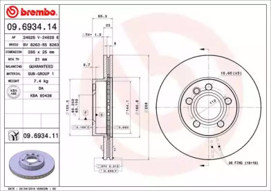 Тормозной диск A.B.S. 09.6934.11