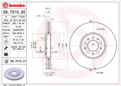 Тормозной диск A.B.S. 09.7010.21