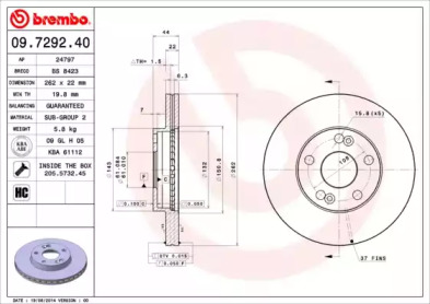 Тормозной диск A.B.S. 09.7292.40