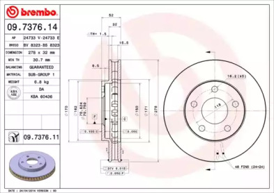 Тормозной диск A.B.S. 09.7376.11