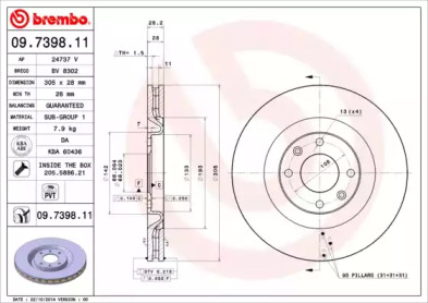 Тормозной диск A.B.S. 09.7398.11