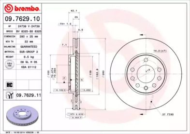 Тормозной диск A.B.S. 09.7629.11