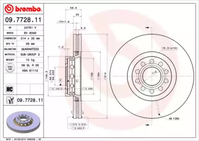 Тормозной диск A.B.S. 09.7728.11