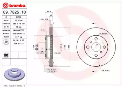 Тормозной диск A.B.S. 09.7825.10