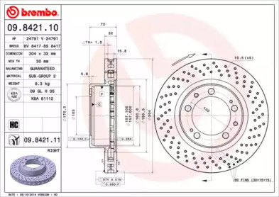 Тормозной диск A.B.S. 09.8421.10