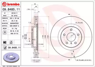 Тормозной диск A.B.S. 09.8485.11