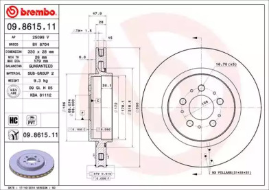 Тормозной диск A.B.S. 09.8615.11