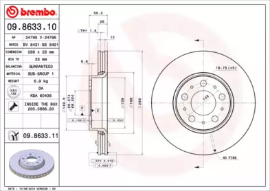 Тормозной диск A.B.S. 09.8633.11