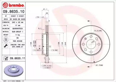 Тормозной диск A.B.S. 09.8635.10