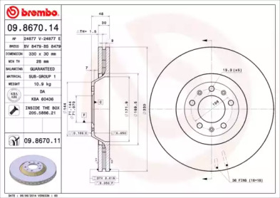 Тормозной диск A.B.S. 09.8670.11