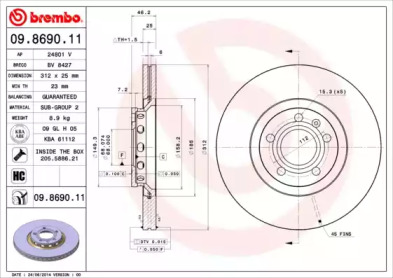 Тормозной диск A.B.S. 09.8690.11