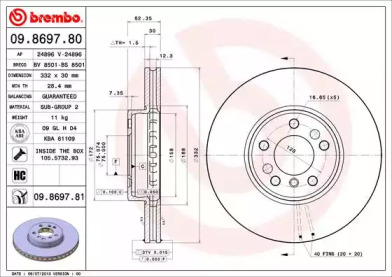 Тормозной диск A.B.S. 09.8697.81