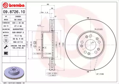 Тормозной диск A.B.S. 09.8726.10