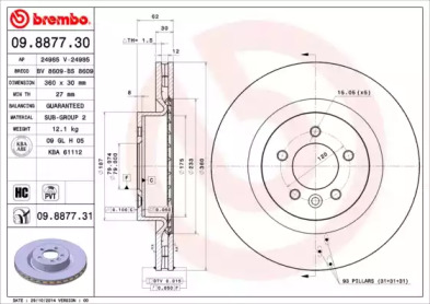 Тормозной диск A.B.S. 09.8877.31