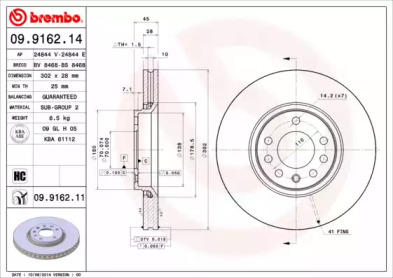 Тормозной диск A.B.S. 09.9162.11