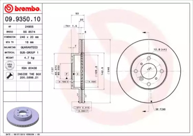 Тормозной диск A.B.S. 09.9350.10