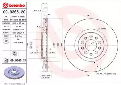 Тормозной диск A.B.S. 09.9365.21