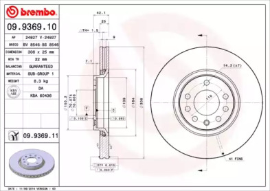 Тормозной диск A.B.S. 09.9369.11