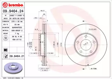 Тормозной диск A.B.S. 09.9464.21