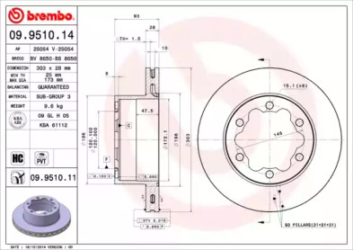 Тормозной диск A.B.S. 09.9510.14